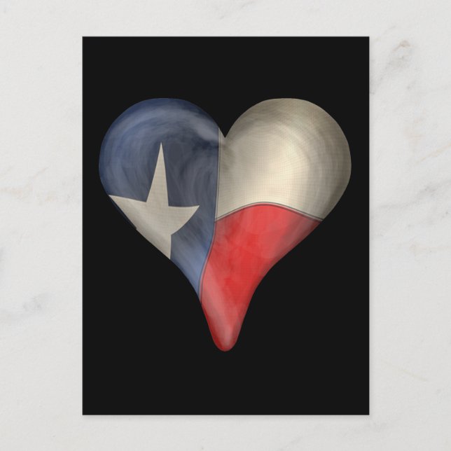 Carte Postale Le drapeau de l'État du Texas dans un coeur (Devant)
