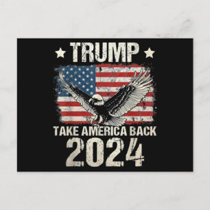Carte Postale Le drapeau de Trump 2024 reprend l'Amérique hommes