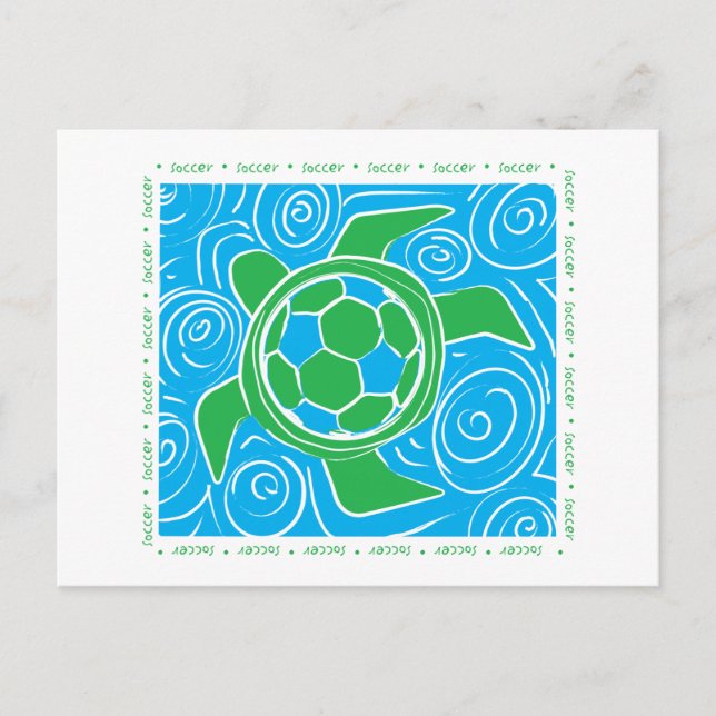 Carte Postale Le football de plage de tortue (Devant)