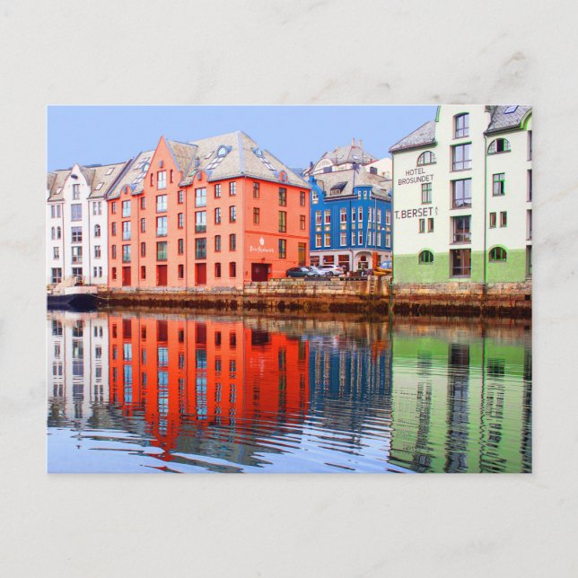 Carte Postale Le front de mer d'Alesund, Norvège (Devant)