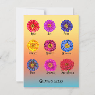 Carte Postale Le Fruitage de l'esprit avec Zinnias