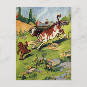 Carte Postale Le Garçon en pain d'épices et la vache