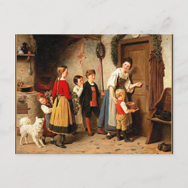 Carte Postale Le gâteau d'anniversaire, peinture vintage (Devant)