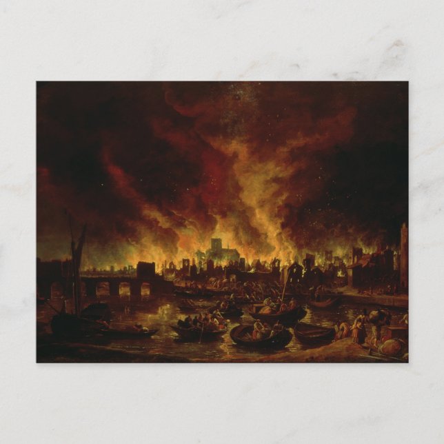 Carte Postale Le grand incendie de Londres en 1666 (Devant)