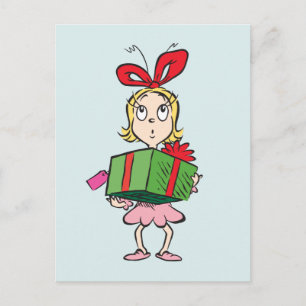 Carte Postale Le Grinch Cindy-Lou Who - Tenant un cadeau
