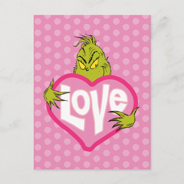 Carte Postale Le Grinch | Cœur rose amour (Devant)