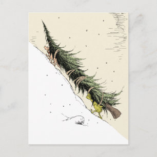 Carte Postale Le Grinch et Max rapportent le sapin de Noël