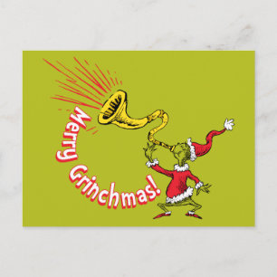 Carte Postale Le Grinch sonnant de la corne joyeuse de Grinchmas