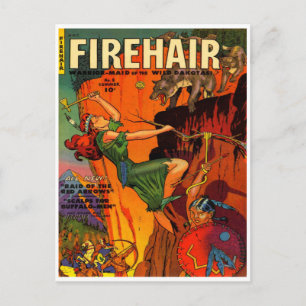 Carte Postale Le guerrier de la tête rouge, une servante qui com