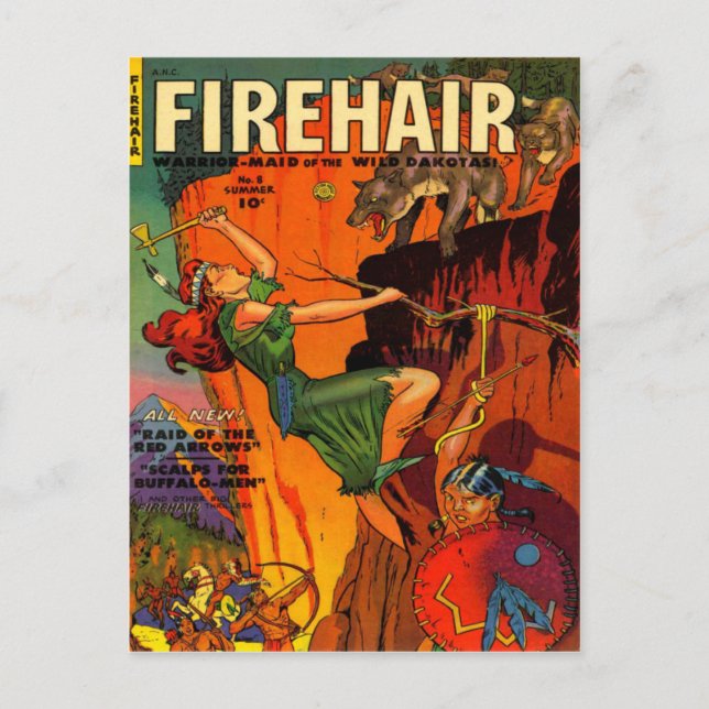 Carte Postale Le guerrier de la tête rouge, une servante qui com (Devant)