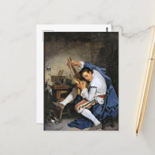 Carte Postale Le guitariste, art de Jean-Baptiste Greuze,