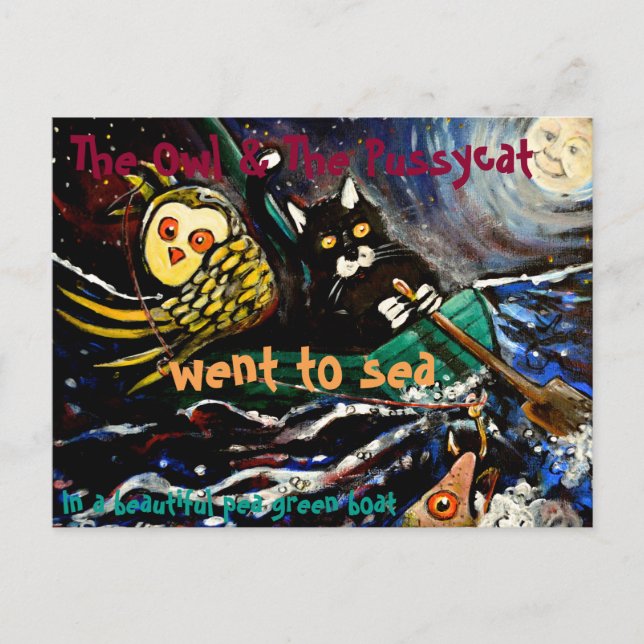 Carte Postale Le hibou et la chatte (Devant)
