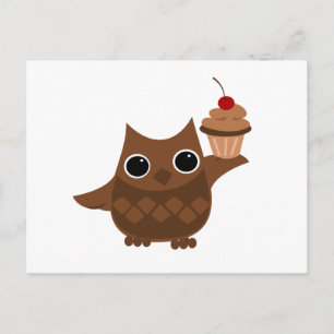 Carte Postale Le hibou et le cupcake