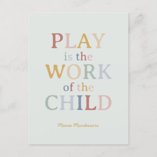 Carte Postale Le jeu est l'oeuvre de l'enfant Maria Montessori