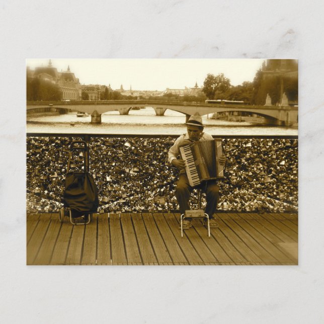 Carte Postale Le joueur d'accordéon - Pont des Arts, Paris (Devant)