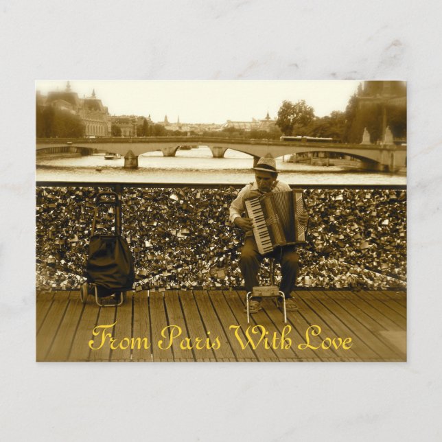 Carte Postale Le joueur d'accordéon - Pont des Arts, Paris (Devant)