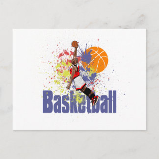 Carte Postale Le joueur de basket avec la peinture éclabousse