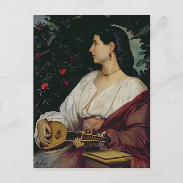 Carte Postale Le joueur de mandoline, 1865 (Devant)