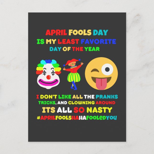 Carte Postale Le jour des fous d'avril est mon jour préféré (Devant)
