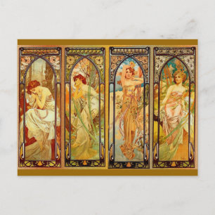 Carte Postale Le jour - par Alphonse Mucha