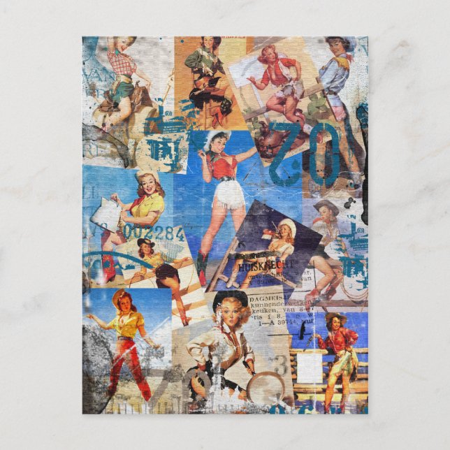 Carte Postale Le Kitsch Bitsch : Détruit Cowgirl Pin-Ups No 1 (Devant)