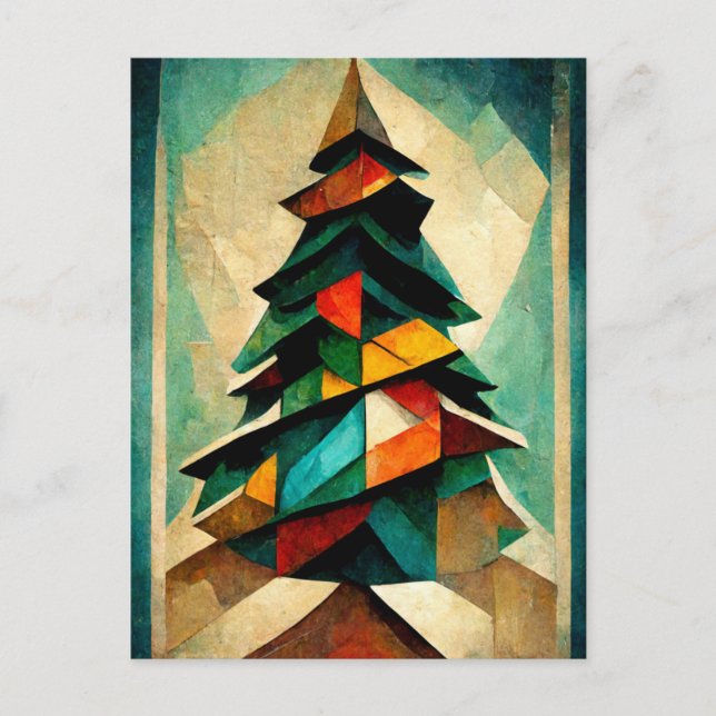 Carte Postale Le kubnisme. Le sapin de Noël est moderne et abstr (Devant)