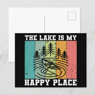 Carte Postale Le lac est mon Happy Place Distressed Lac Vintage