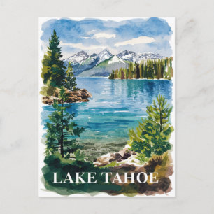 Carte Postale Le lac Tahoe Californie Nevada aquarelle peinture