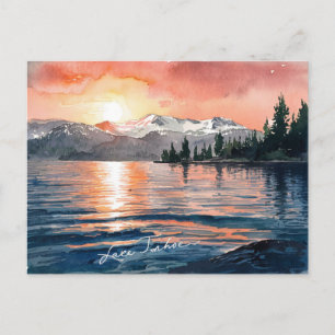 Carte Postale Le lac Tahoe Californie Nevada aquarelle peinture