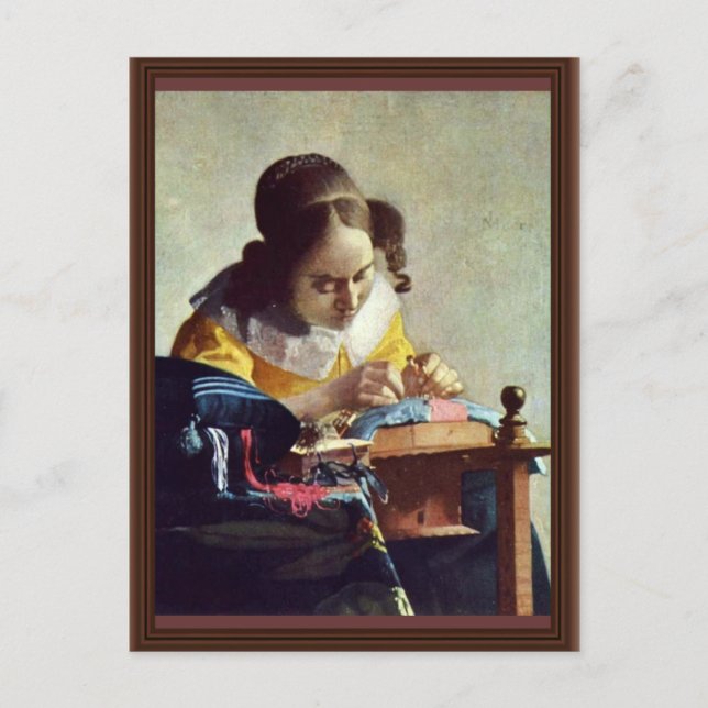 Carte Postale Le Lacemaker, Français La Dentelière, De Vermeer (Devant)