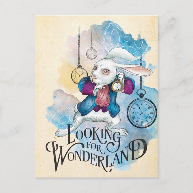 Carte Postale Le lapin blanc | À la recherche de Wonderland (Devant)