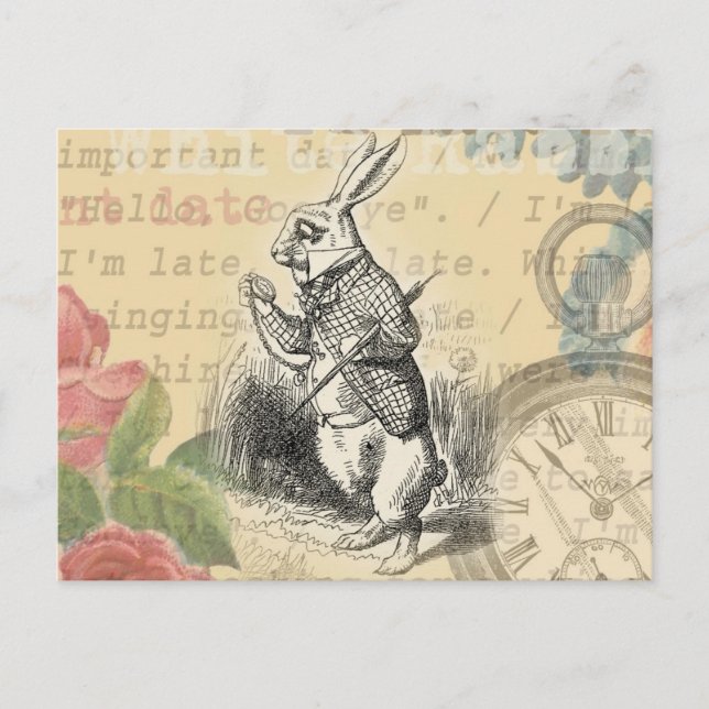 Carte Postale Le lapin blanc Alice au pays des merveilles (Devant)