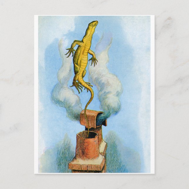 CARTE POSTALE LE LAPIN INTRODUIT UN PETIT BILL LE LÉZARD (Devant)