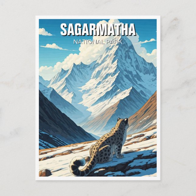 Carte Postale Le léopard des neiges du parc national de Sagarmat (Devant)