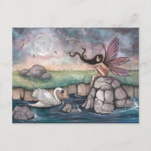Carte Postale Le lieu de rencontre Fairy and Swan Imaginaire Art