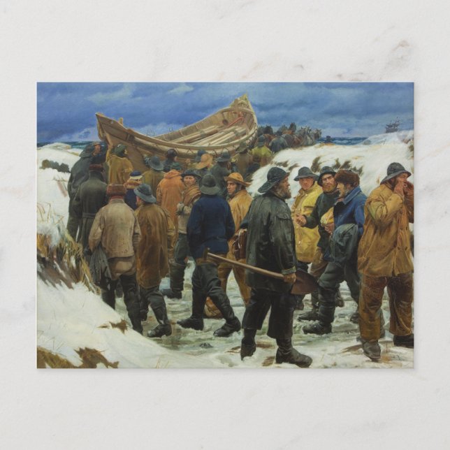 Carte Postale Le Lifeboat est traversé par les dunes par Ancher (Devant)