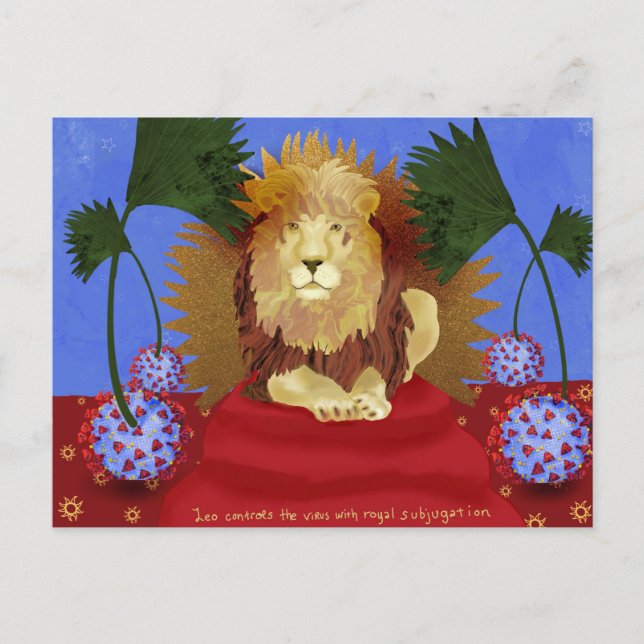 Carte postale : le Lion vainc le Virus (Devant)