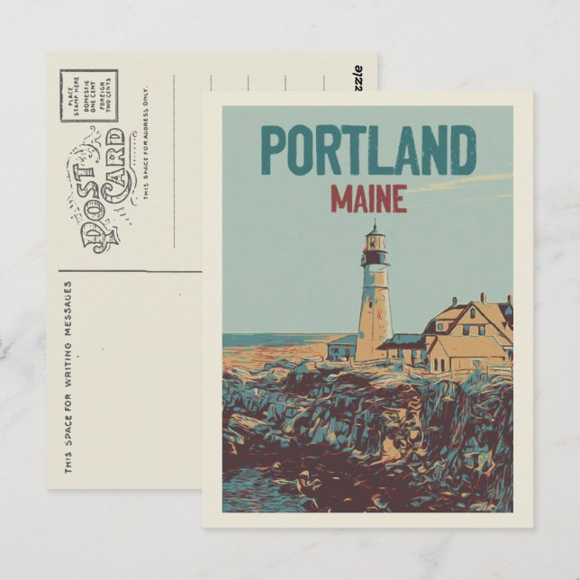 Carte Postale Le littoral phare Portland Maine USA (Devant / Derrière)