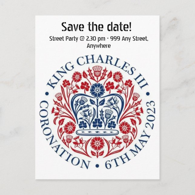 Carte Postale Le logo du couronnement King Charles III Enregistr (Devant)