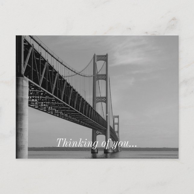 Carte Postale Le long des niveaux de gris du pont Mackinac (Devant)