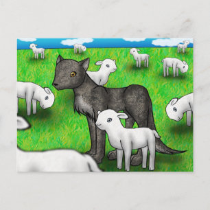 Carte postale "Le loup et l'agneau"