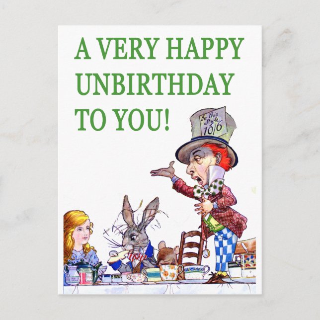 Carte Postale Le Mad Hatter Dit, Un Anniversaire Très Heureux Po (Devant)