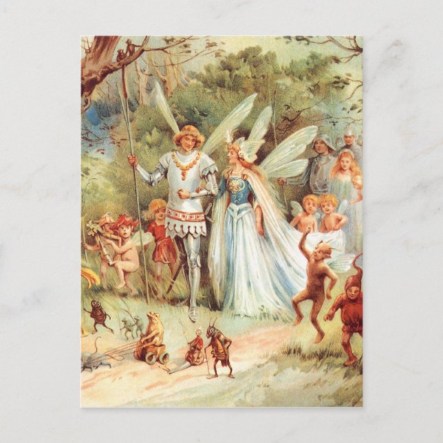 Carte Postale Le Mariage de Thumbelina dans la forêt (Devant)