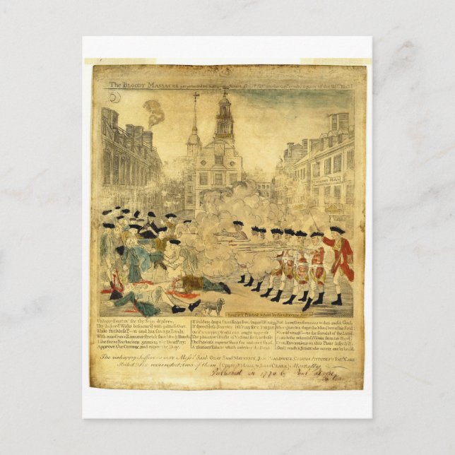 Carte Postale Le massacre de Boston par Paul Revere (Devant)