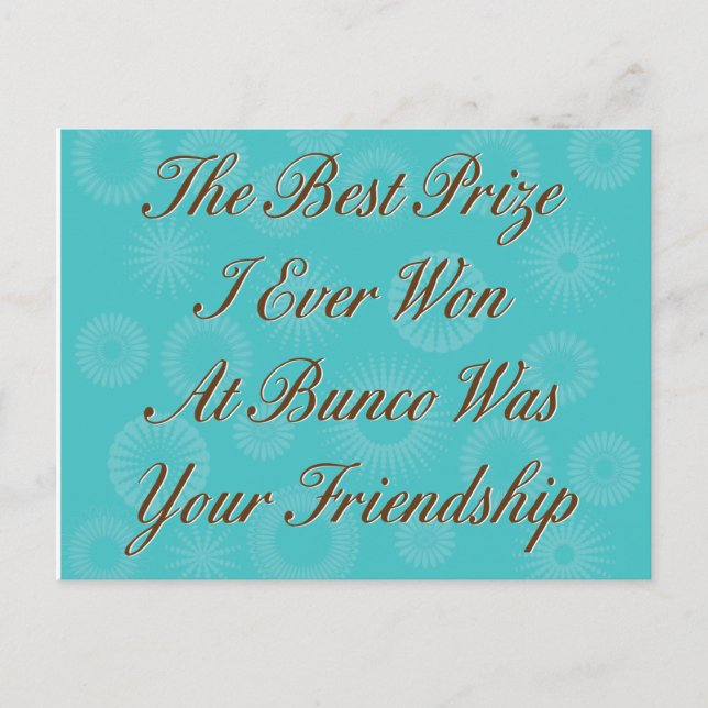 Carte Postale Le meilleur prix que j'ai jamais gagné à Bunco (Devant)