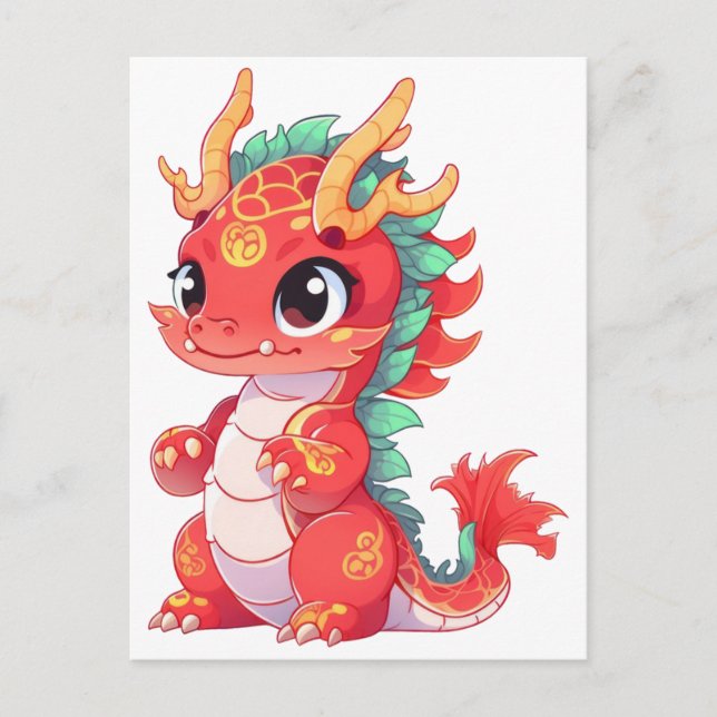 Carte Postale Le mignon dragon chinois (Devant)