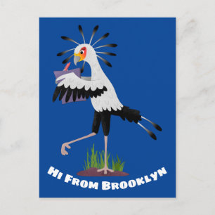 Carte Postale Le mignon secrétaire oiseau écrire des notes dessi