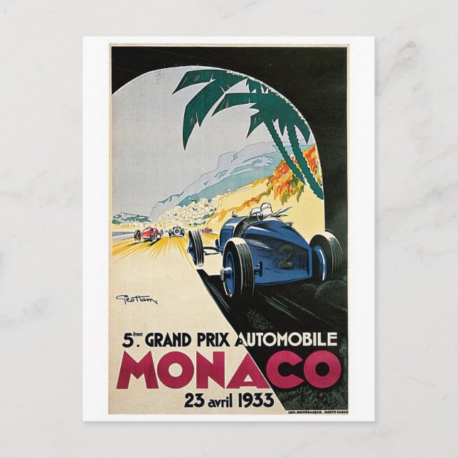 Carte Postale Le Monaco Racing Vintage (Devant)
