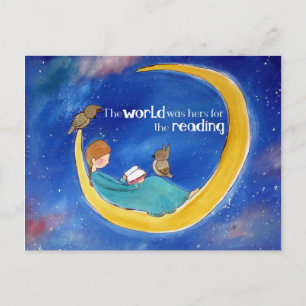 Carte Postale Le monde a été ses oreilles pour la liseuse fille