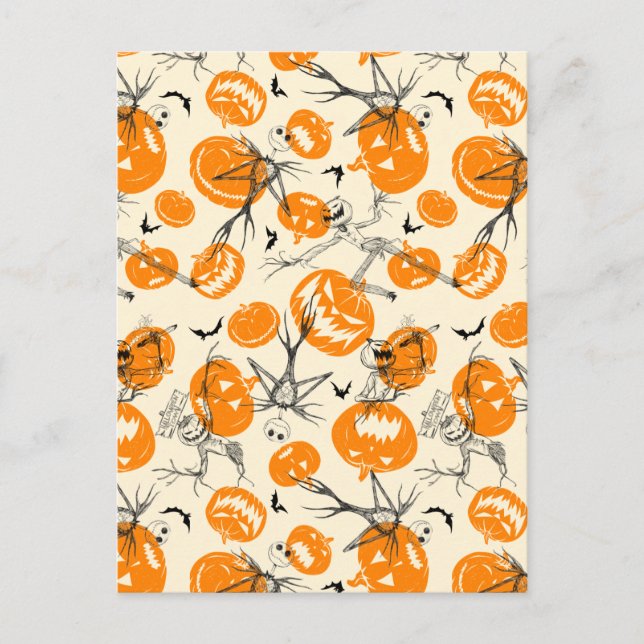Carte Postale Le motif Halloween du roi citrouille (Devant)
